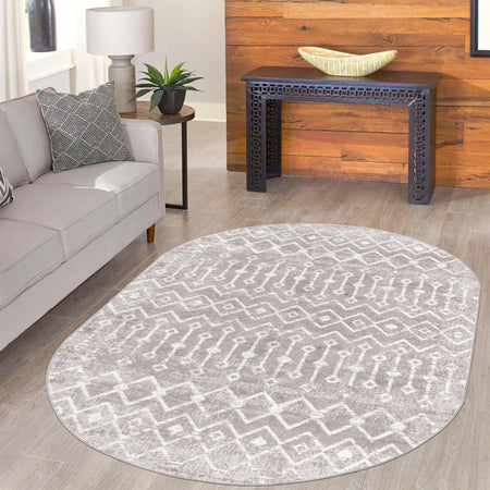 Marrakech Lattice Collection Area Rug - Essaouira (Stone Gray)