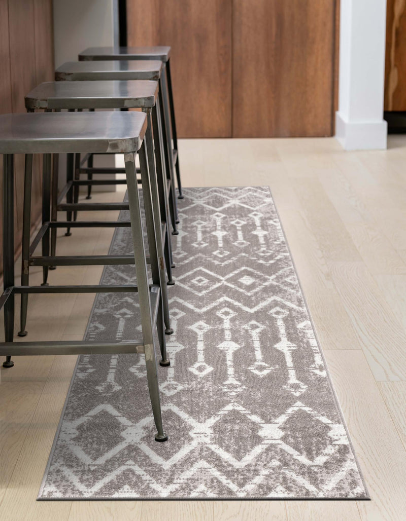 Marrakech Lattice Collection Area Rug - Essaouira (Stone Gray) Runner Stone Gray  lifestyle 19