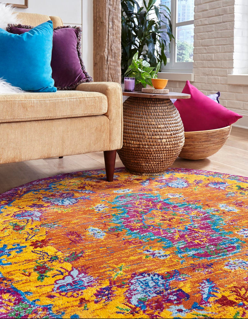 Caribbean Cove Collection Area Rug -  Nevis Round Orange  lifestyle 42