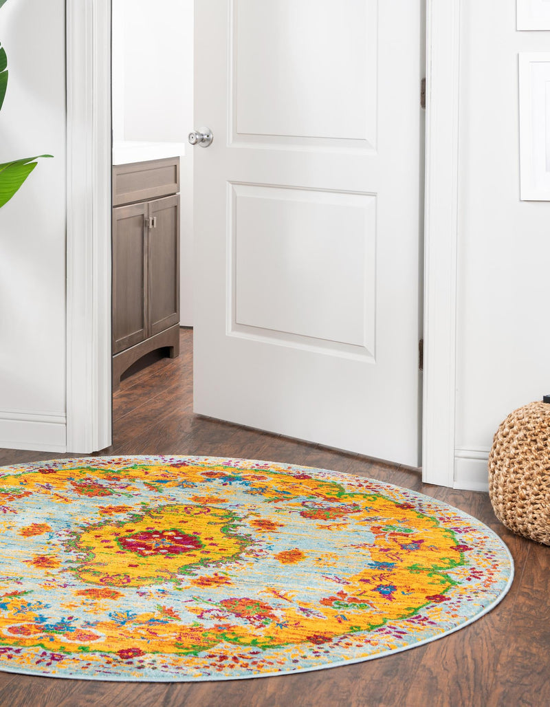 Caribbean Cove Collection Area Rug -  Nevis Round Aqua  lifestyle 52