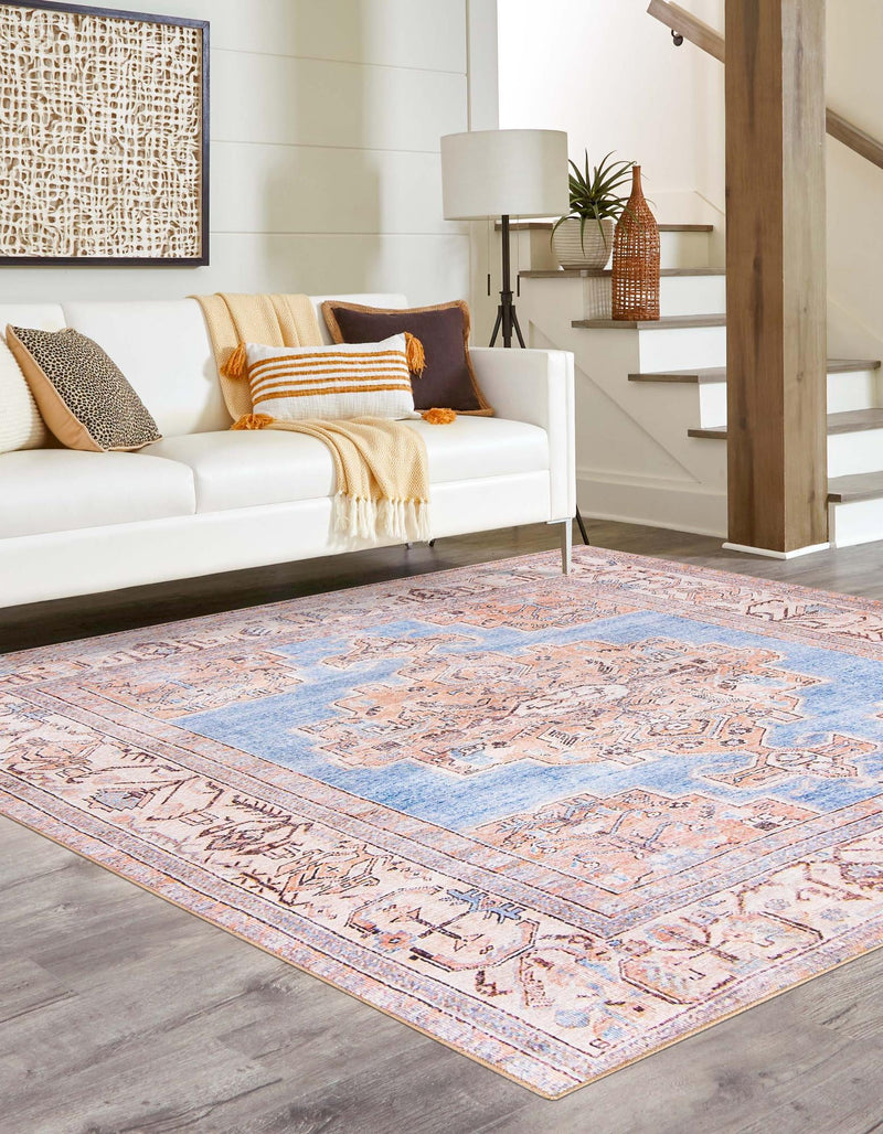 Heritage Elegance Collection Area Rug -  Blenheim Square Blue  lifestyle 24