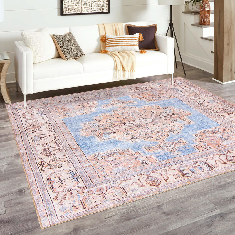 Heritage Elegance Collection Area Rug -  Blenheim Square Blue  lifestyle 53