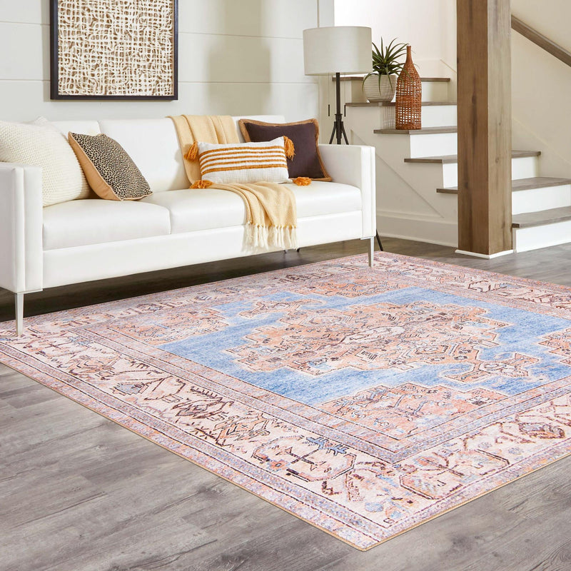 Heritage Elegance Collection Area Rug -  Blenheim Square Blue  lifestyle 55