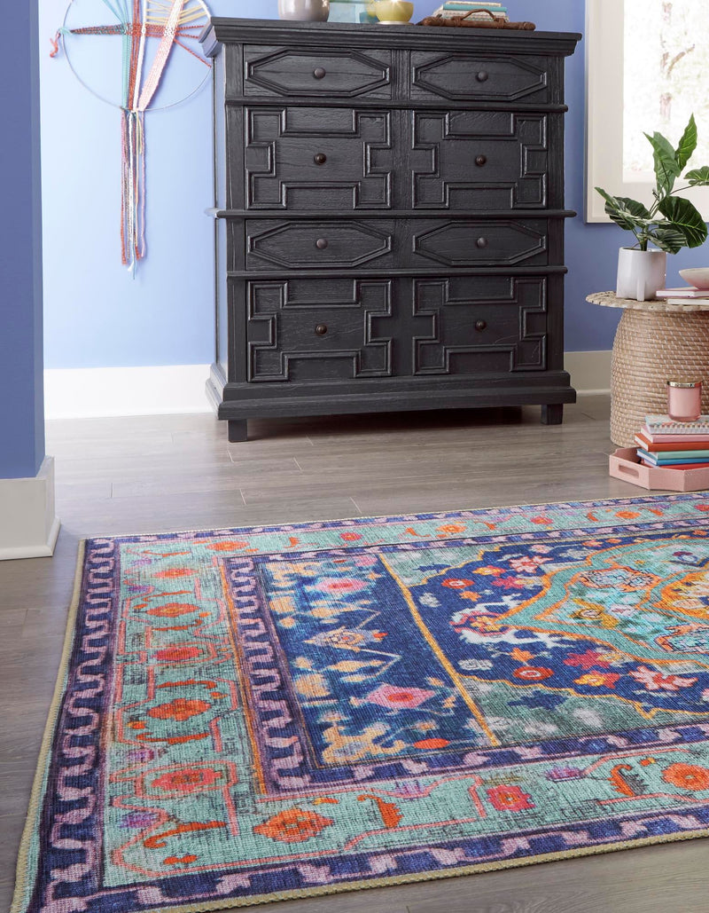 Heritage Elegance Collection Area Rug -  Taj Rectangle Blue  lifestyle 3