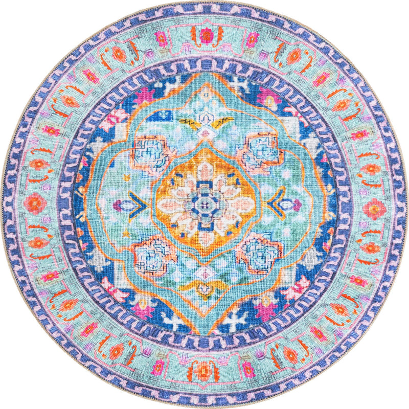 Heritage Elegance Collection Area Rug -  Taj Round Blue  lifestyle 16