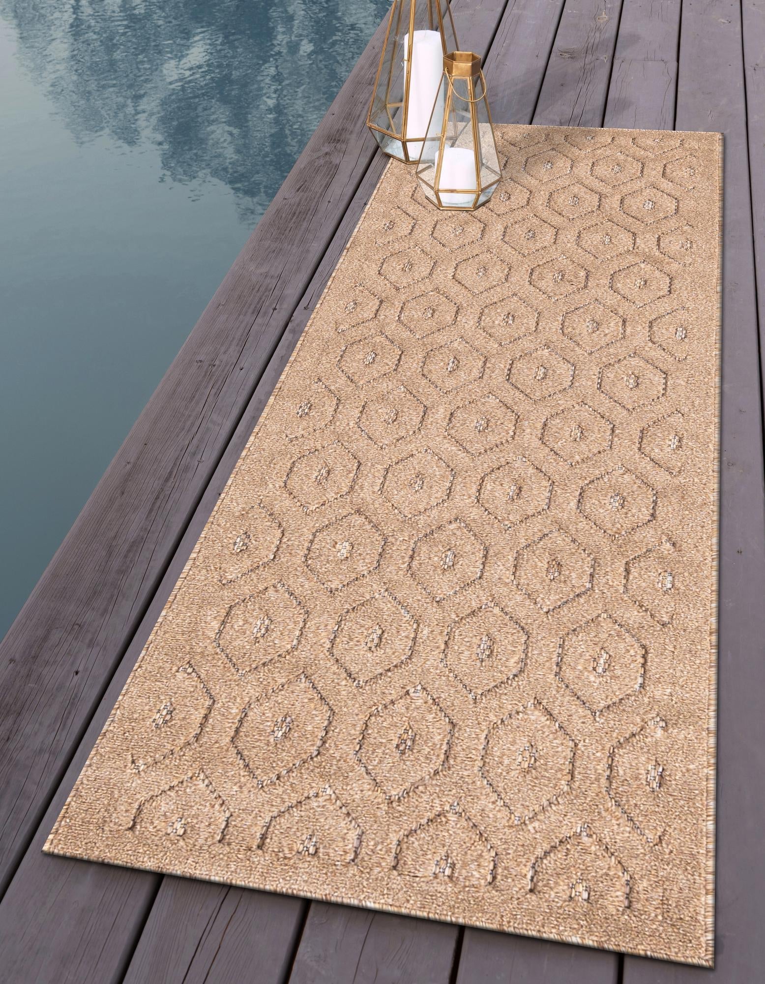 Garden Lattice Charm Collection Area Rug - Arbor (Beige)