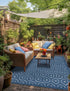 Garden Lattice Charm Collection Area Rug - Arbor (Navy Blue)