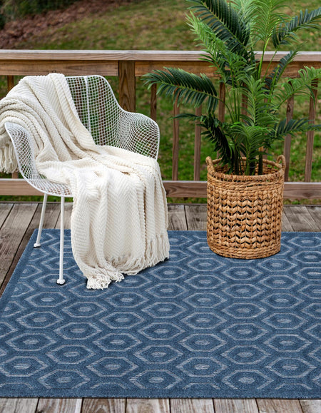 Garden Lattice Charm Collection Area Rug - Arbor (Navy Blue)