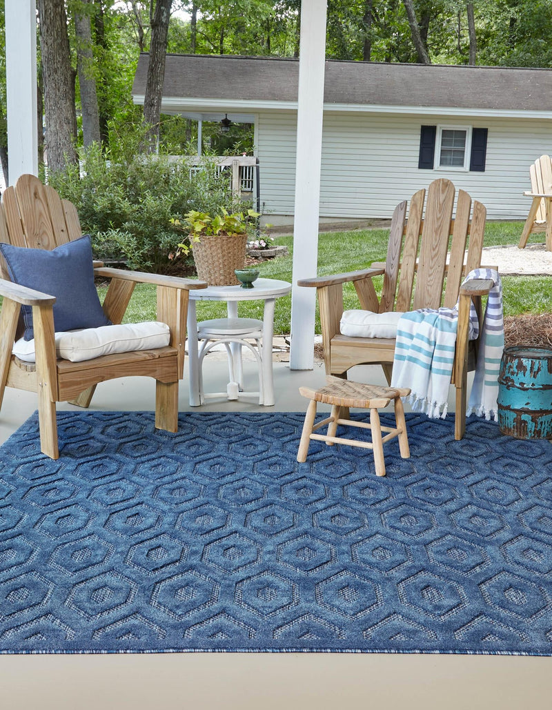 Garden Lattice Charm Collection Area Rug - Arbor (Navy Blue) Square Navy Blue  lifestyle 28