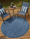 Garden Lattice Charm Collection Area Rug - Arbor (Navy Blue) Round Navy Blue  lifestyle 26