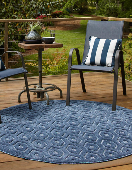 Garden Lattice Charm Collection Area Rug - Arbor (Navy Blue)