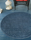 Garden Lattice Charm Collection Area Rug - Arbor (Navy Blue) Round Navy Blue  lifestyle 33