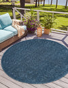 Garden Lattice Charm Collection Area Rug - Arbor (Navy Blue) Round Navy Blue  lifestyle 41