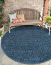 Garden Lattice Charm Collection Area Rug - Arbor (Navy Blue) Round Navy Blue  lifestyle 45