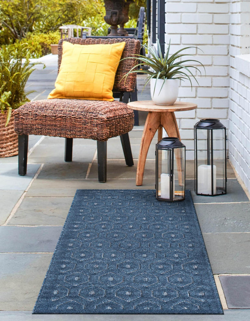 Garden Lattice Charm Collection Area Rug - Arbor (Navy Blue) Runner Navy Blue  lifestyle 31