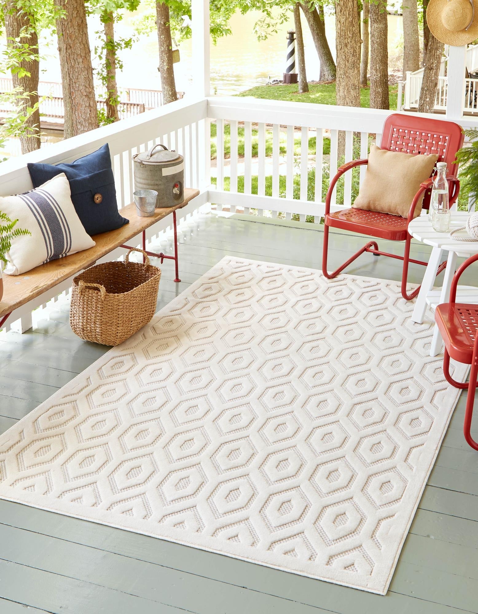 Garden Lattice Charm Collection Area Rug - Arbor (Ivory)