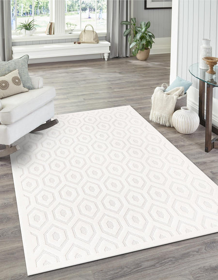 Garden Lattice Charm Collection Area Rug - Arbor (Ivory)