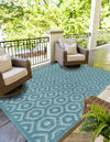 Garden Lattice Charm Collection Area Rug - Arbor (Aqua) Rectangle Aqua  lifestyle 10