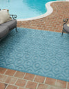 Garden Lattice Charm Collection Area Rug - Arbor (Aqua) Square Aqua  lifestyle 20