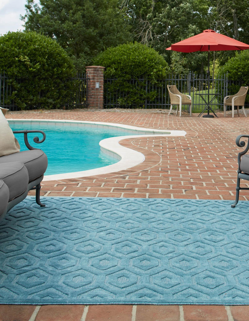 Garden Lattice Charm Collection Area Rug - Arbor (Aqua) Square Aqua  lifestyle 23