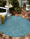 Garden Lattice Charm Collection Area Rug - Arbor (Aqua) Round Aqua  lifestyle 21