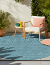 Garden Lattice Charm Collection Area Rug - Arbor (Aqua) Round Aqua  lifestyle 36