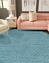 Garden Lattice Charm Collection Area Rug - Arbor (Aqua) Round Aqua  lifestyle 42