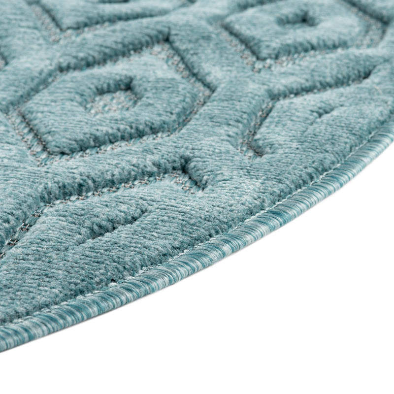 Garden Lattice Charm Collection Area Rug - Arbor (Aqua) Round Aqua  lifestyle 41