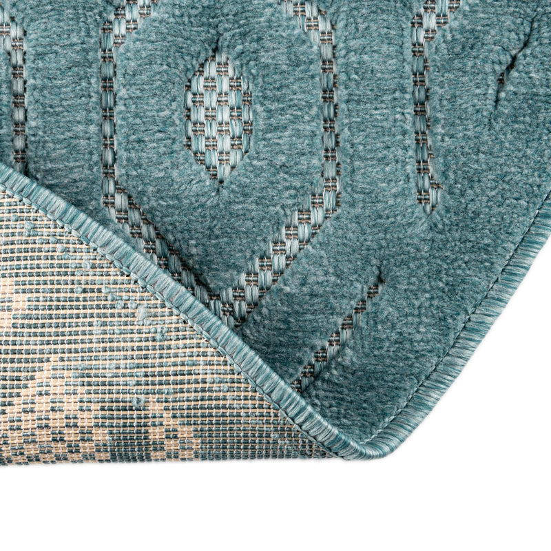 Garden Lattice Charm Collection Area Rug - Arbor (Aqua) Round Aqua  lifestyle 47