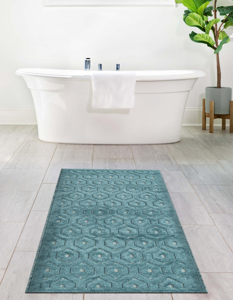 Garden Lattice Charm Collection Area Rug - Arbor (Aqua) Runner Aqua  lifestyle 31