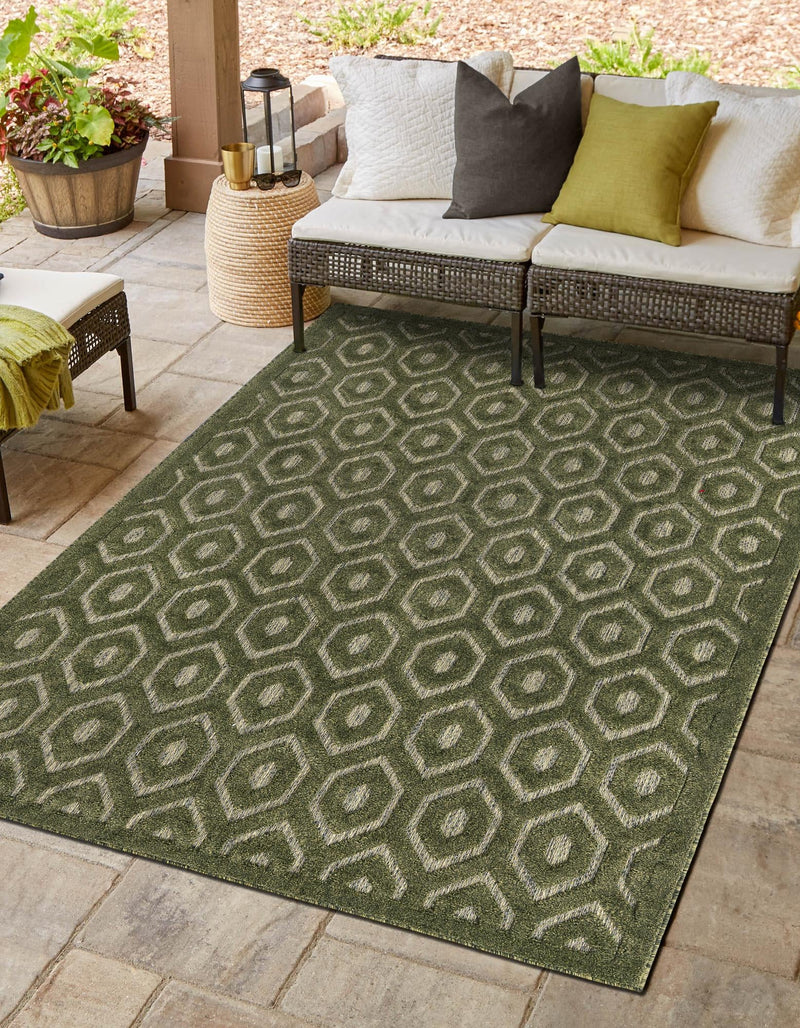 Garden Lattice Charm Collection Area Rug - Arbor (Green) Rectangle Green  lifestyle 10