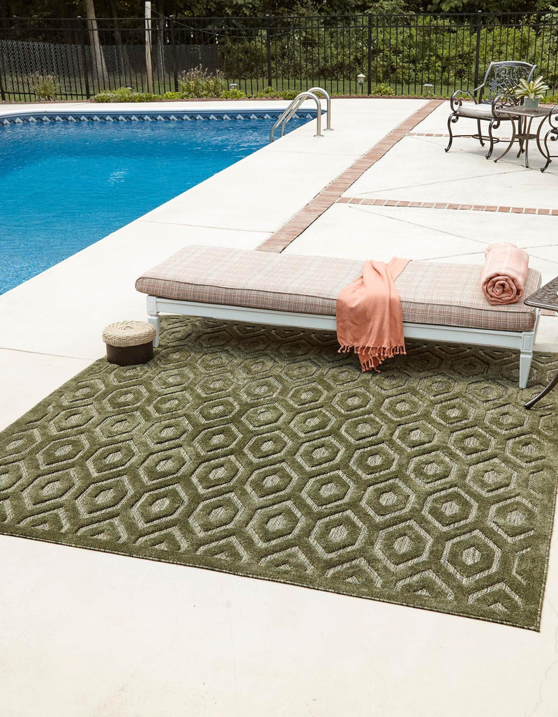 Garden Lattice Charm Collection Area Rug - Arbor (Green) Square Green  lifestyle 21