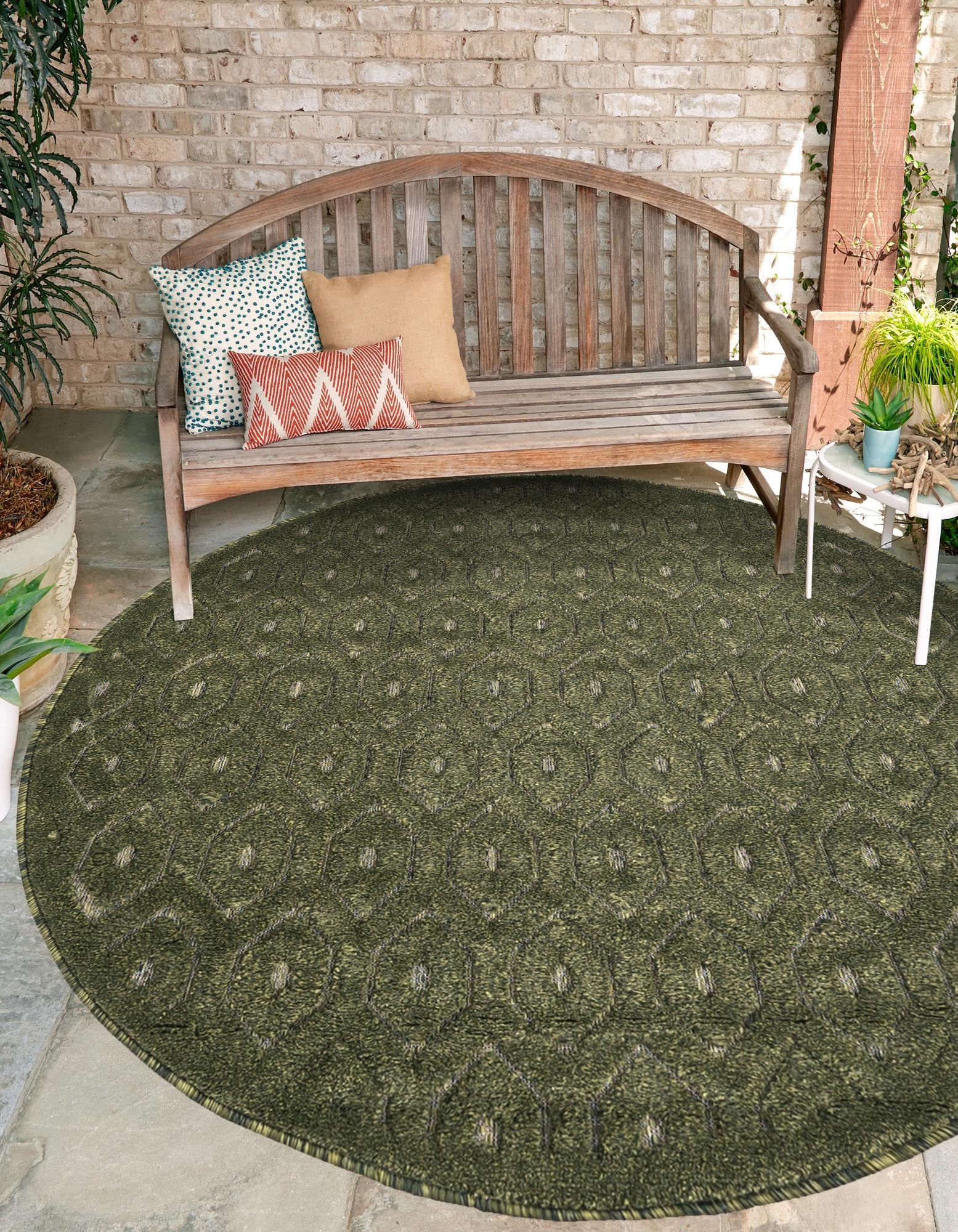 Garden Lattice Charm Collection Area Rug - Arbor (Green)