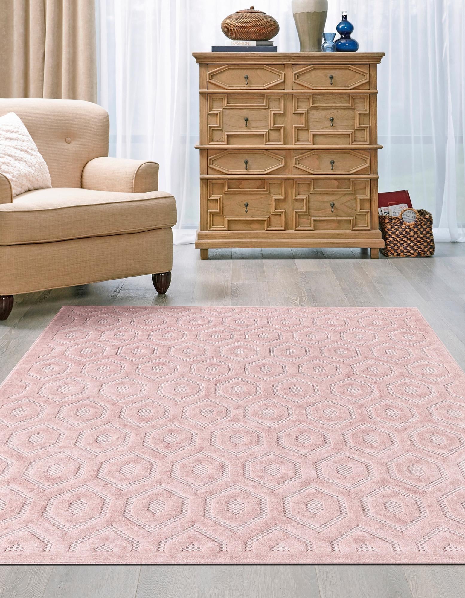 Garden Lattice Charm Collection Area Rug - Arbor (Pink)