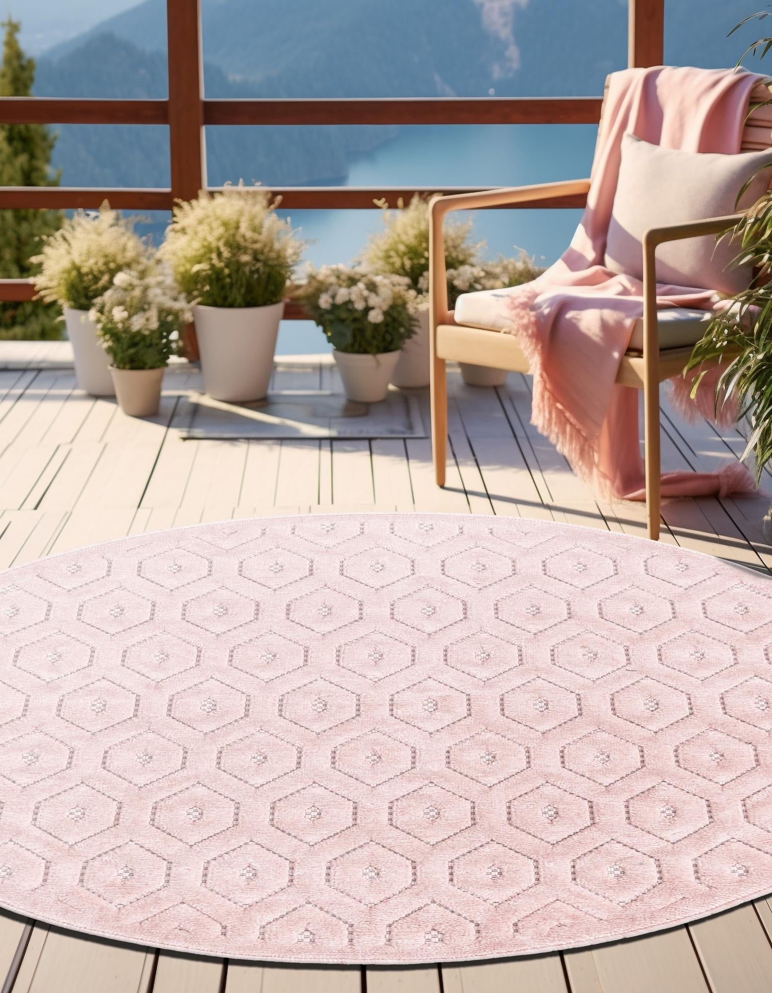 Garden Lattice Charm Collection Area Rug - Arbor (Pink)