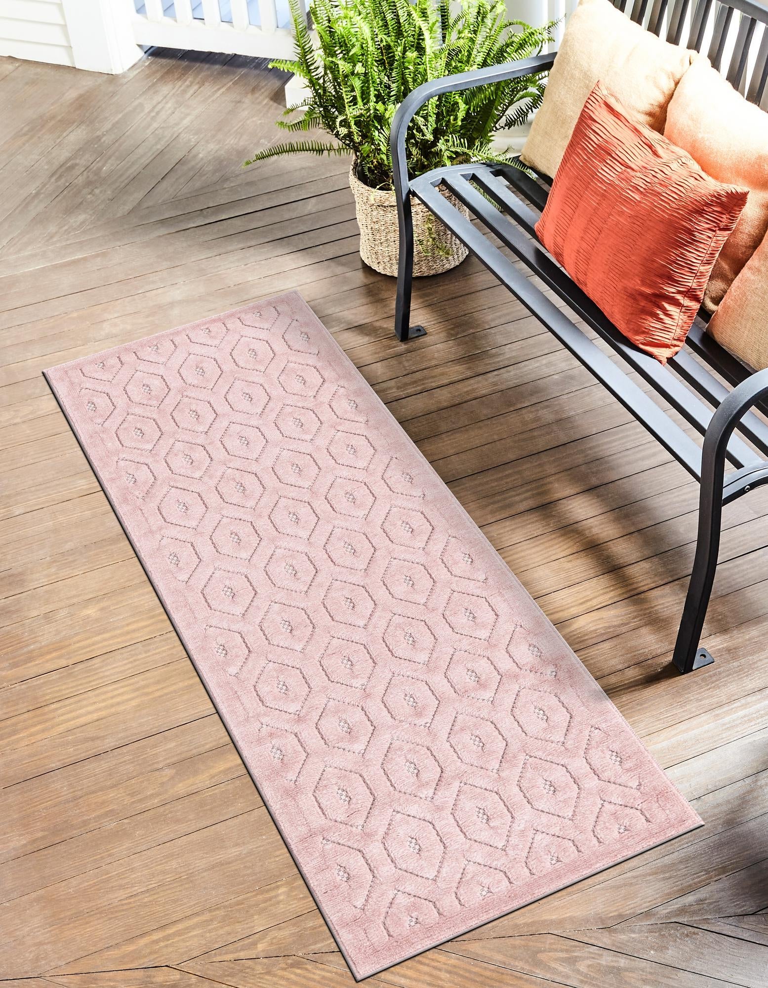 Garden Lattice Charm Collection Area Rug - Arbor (Pink)