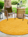 Garden Lattice Charm Collection Area Rug - Arbor (Yellow) Round Yellow  lifestyle 35