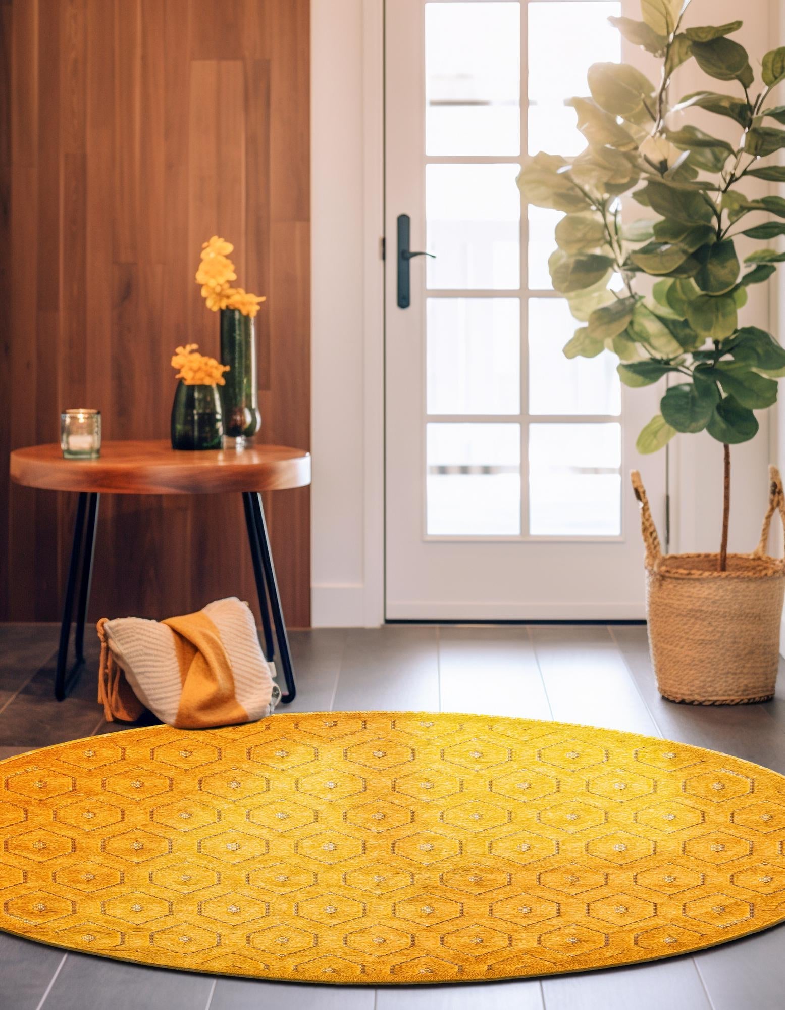 Garden Lattice Charm Collection Area Rug - Arbor (Yellow)