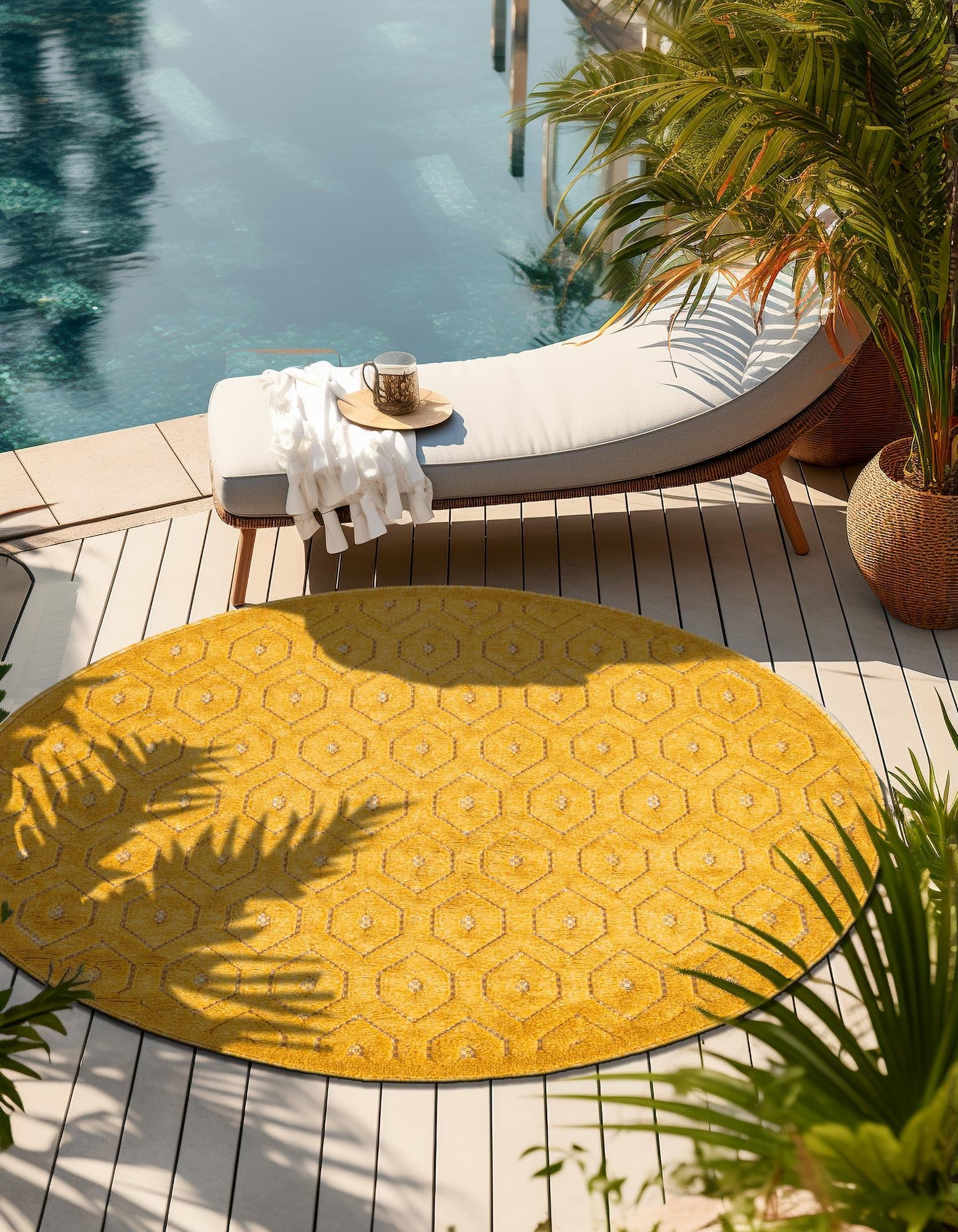 Garden Lattice Charm Collection Area Rug - Arbor (Yellow)