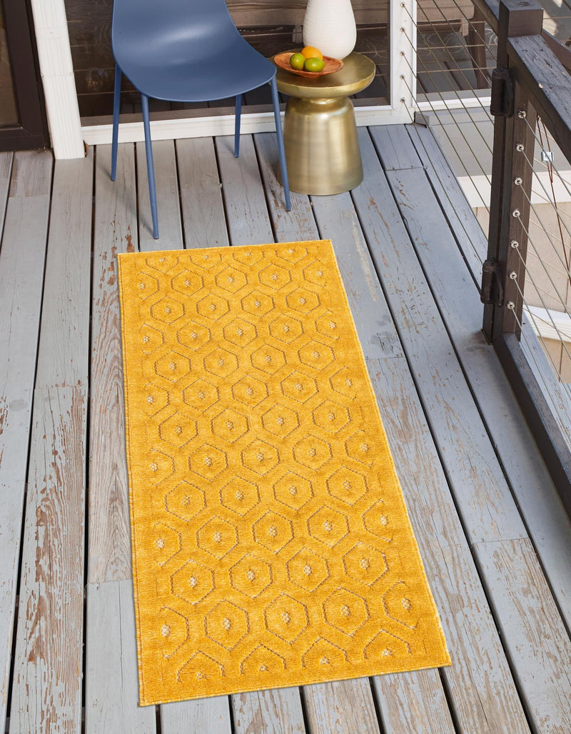 Garden Lattice Charm Collection Area Rug - Arbor (Yellow) Runner Yellow  lifestyle 22