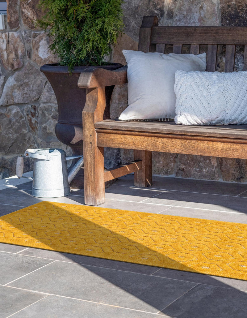 Garden Lattice Charm Collection Area Rug - Arbor (Yellow) Runner Yellow  lifestyle 26