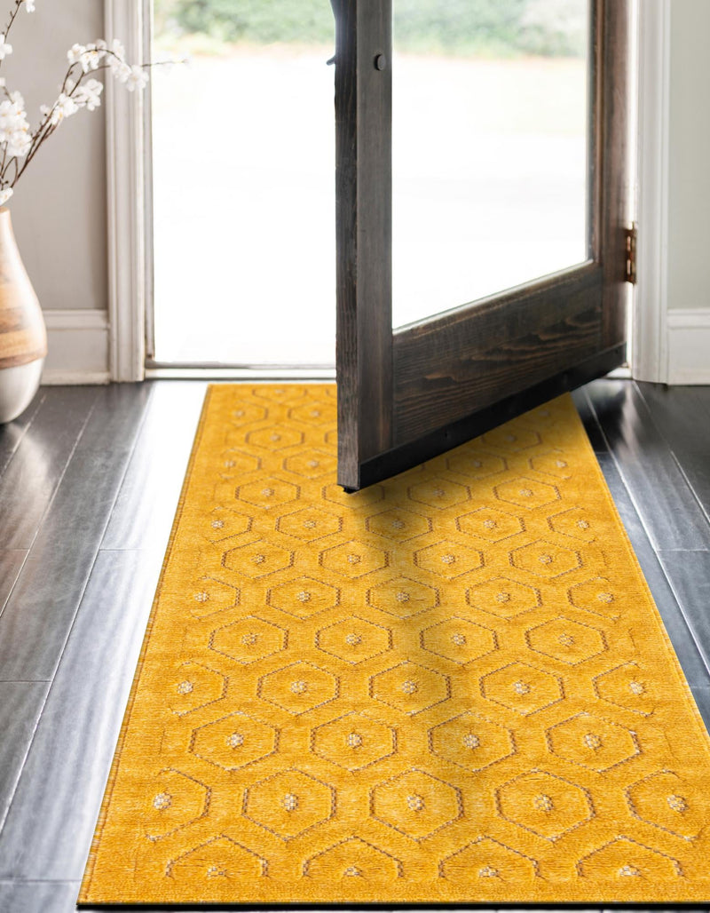 Garden Lattice Charm Collection Area Rug - Arbor (Yellow) Runner Yellow  lifestyle 27