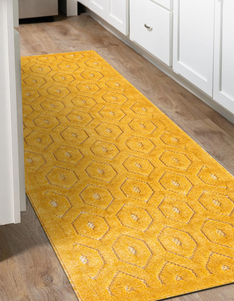 Garden Lattice Charm Collection Area Rug - Arbor (Yellow) Runner Yellow  lifestyle 29