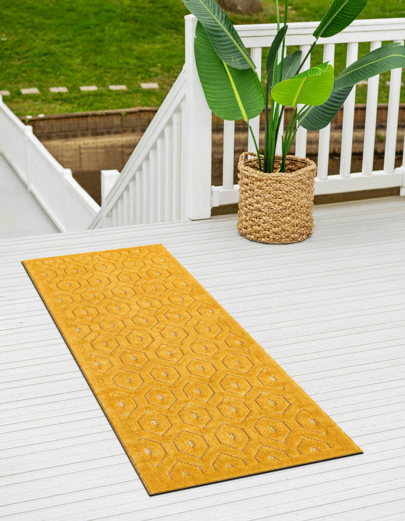 Garden Lattice Charm Collection Area Rug - Arbor (Yellow) Runner Yellow  lifestyle 30