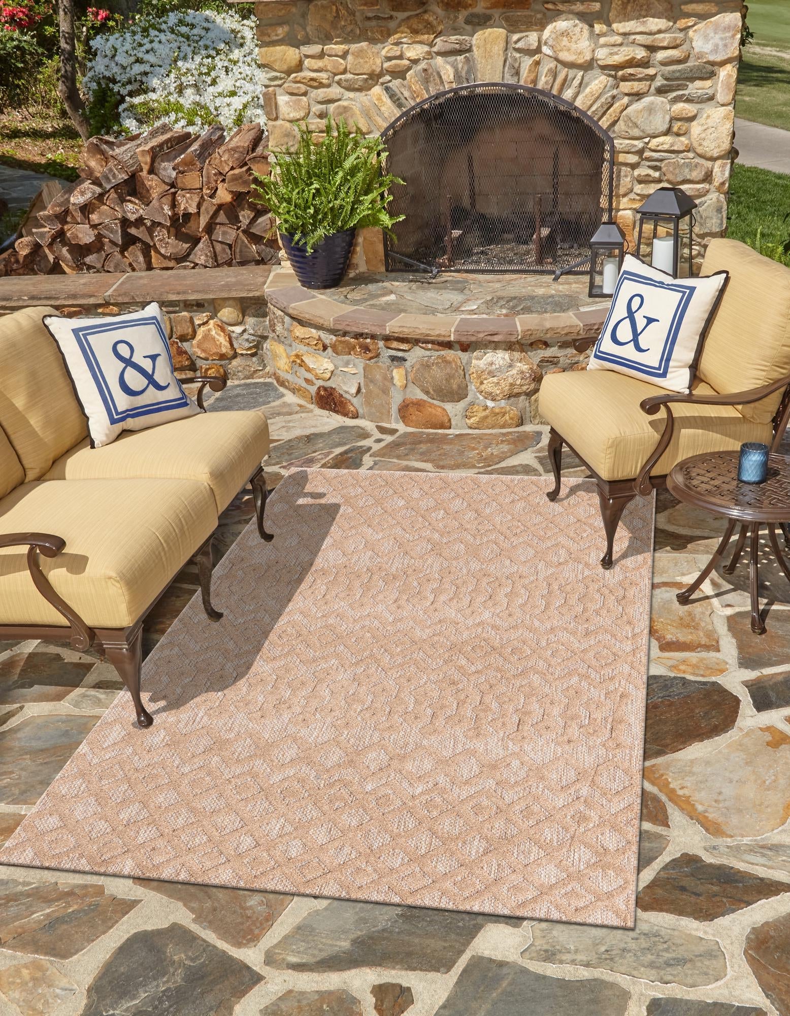 Garden Lattice Charm Collection Area Rug -  Pergola (Beige)