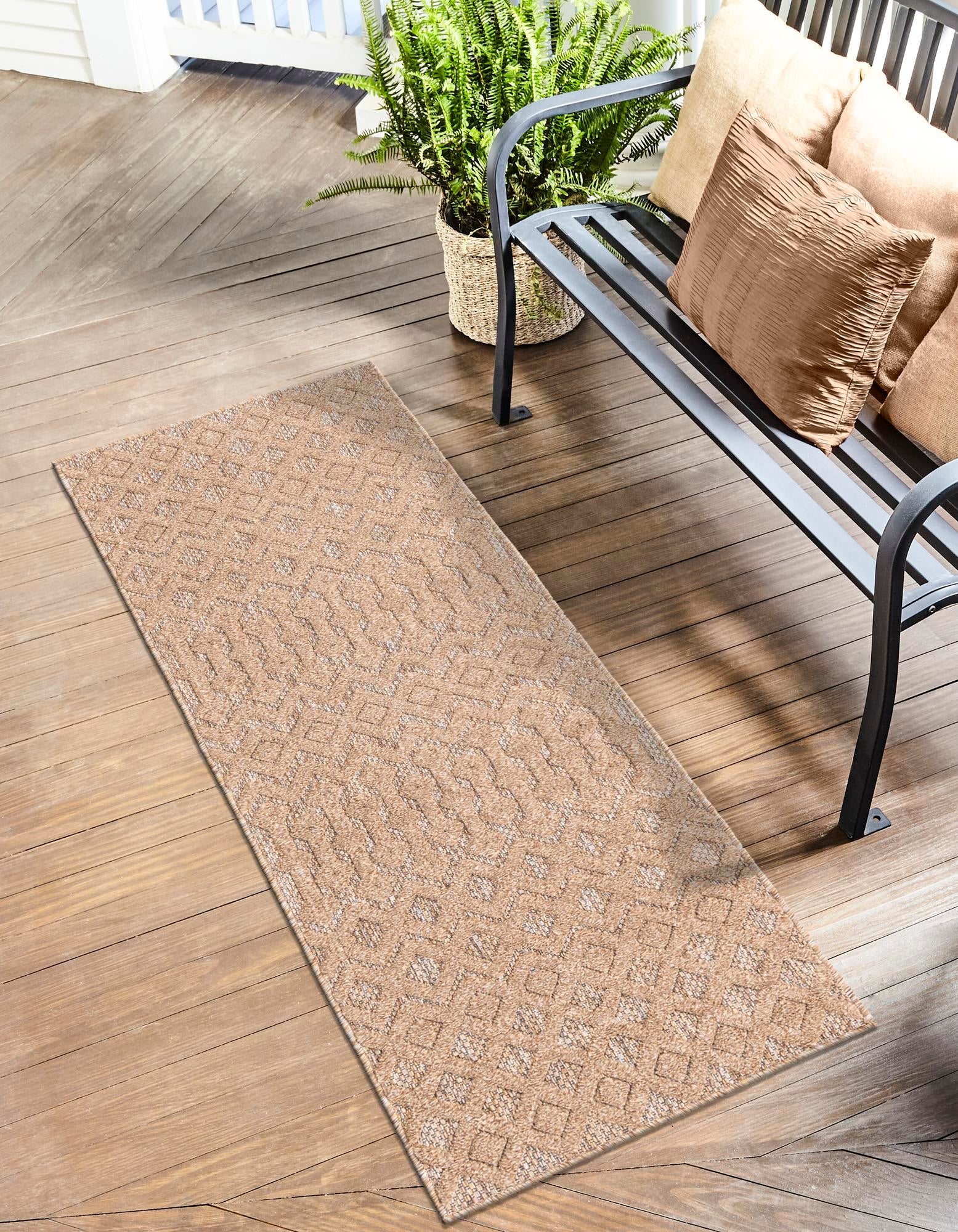 Garden Lattice Charm Collection Area Rug -  Pergola (Beige)