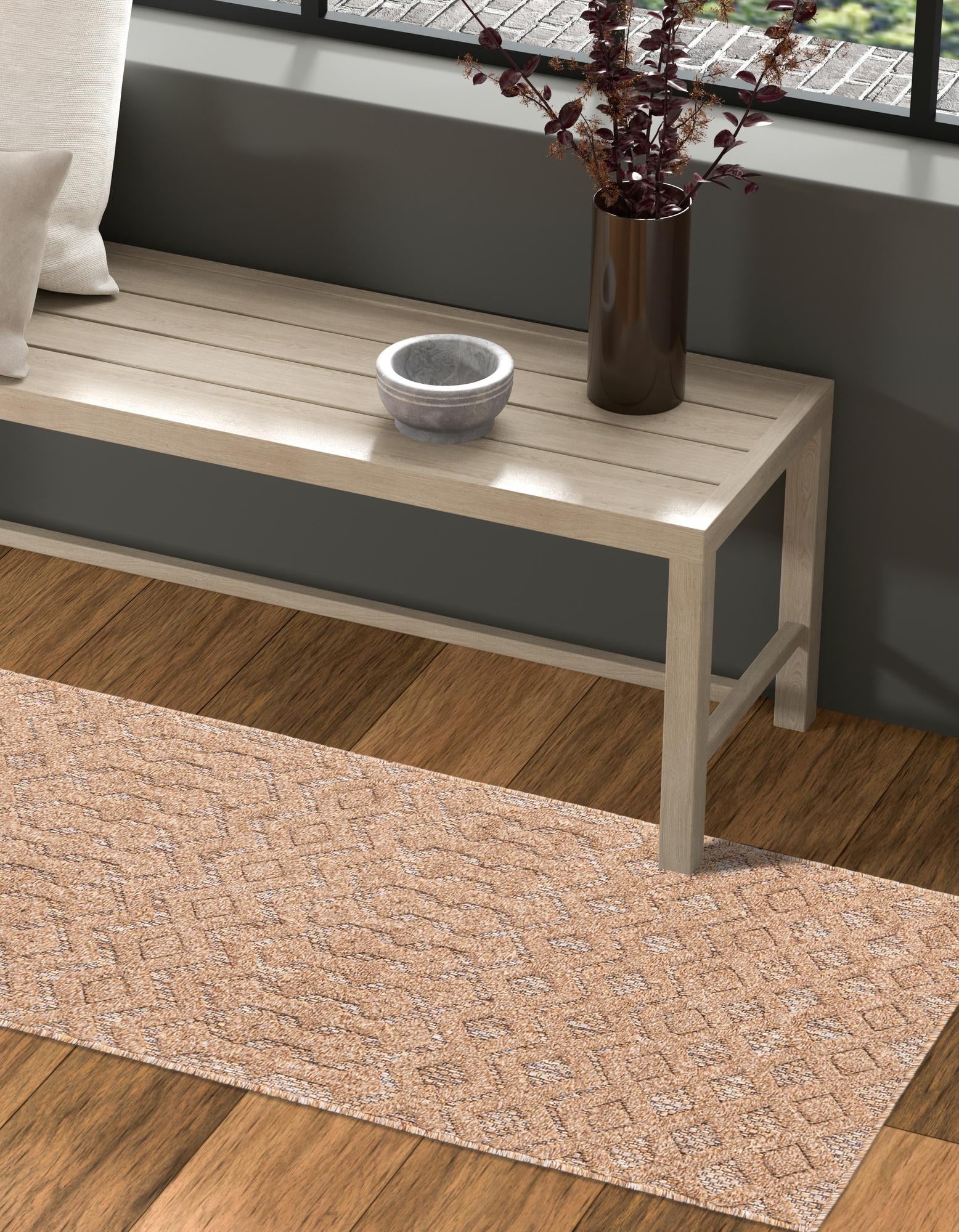 Garden Lattice Charm Collection Area Rug -  Pergola (Beige)