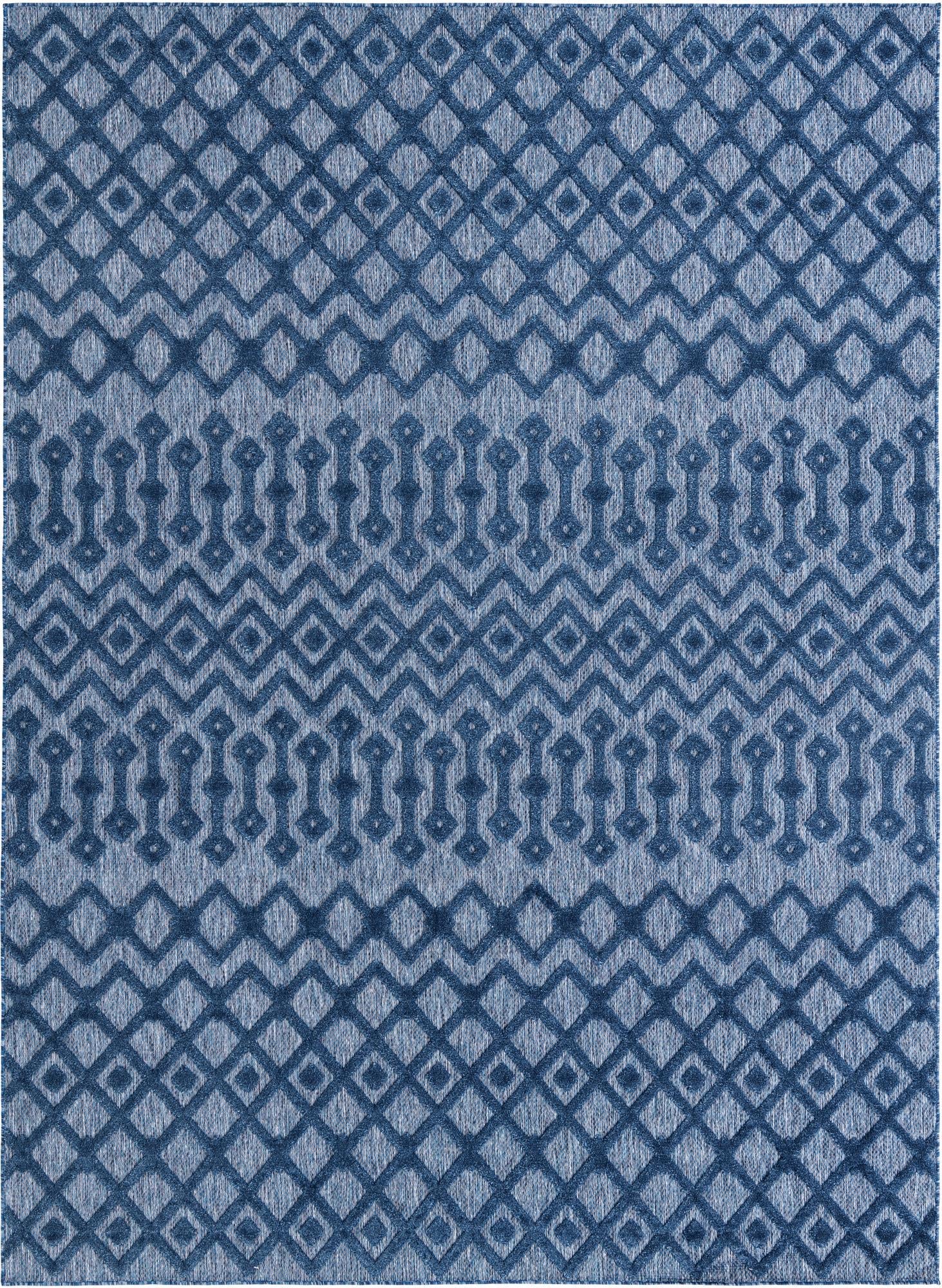 Garden Lattice Charm Collection Area Rug -  Pergola (Navy Blue)