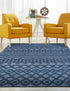 Garden Lattice Charm Collection Area Rug -  Pergola (Navy Blue)