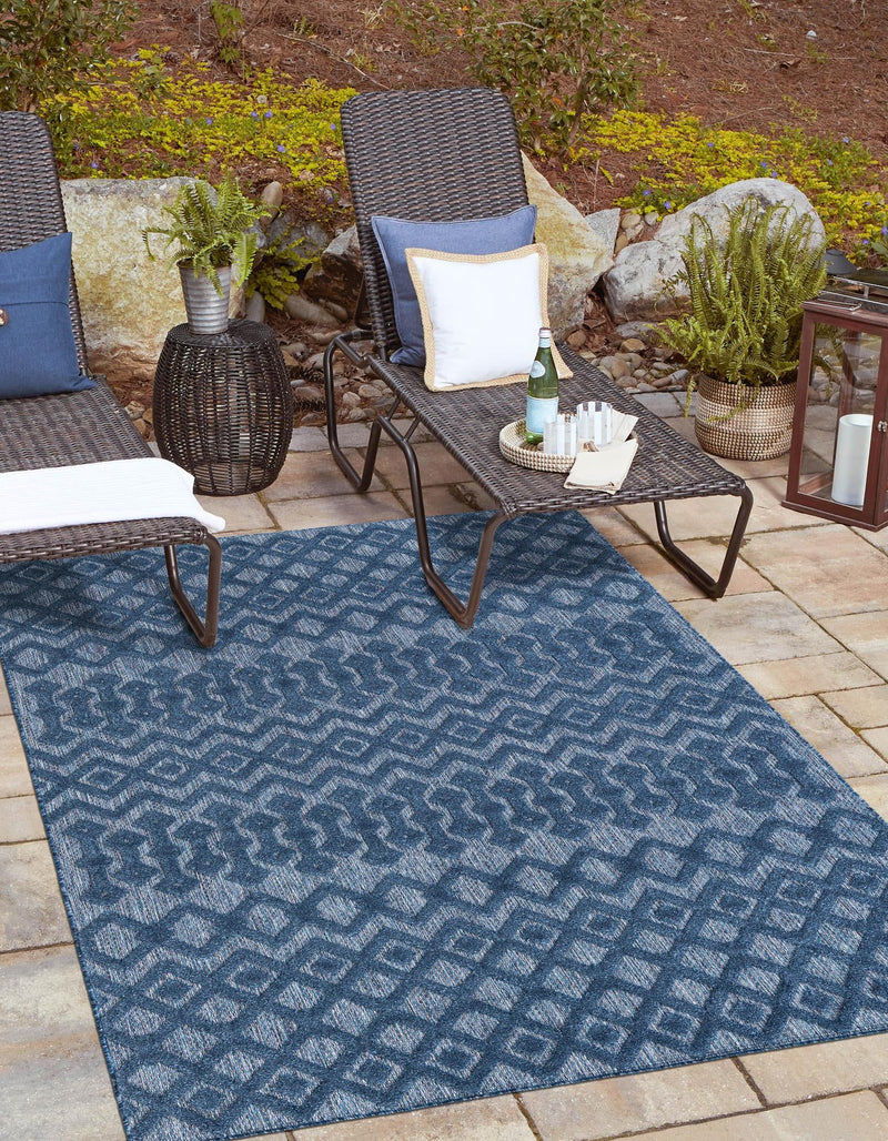 Garden Lattice Charm Collection Area Rug -  Pergola (Navy Blue) Rectangle Navy Blue  lifestyle 6